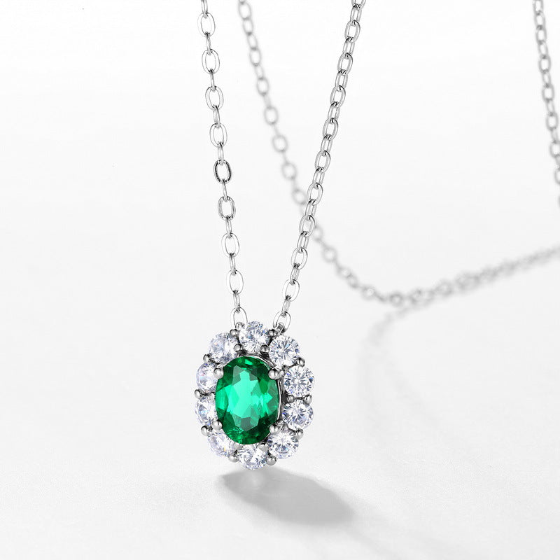Delicate Pear-Cut Lab Gem Pendant Necklace – 925 Silver Collarbone Chain for Women