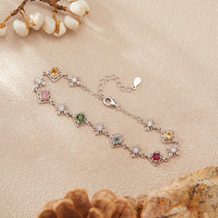 Natural Gemstone Tourmaline Bracelet for Women, S925 Sterling Silver Colorful Jewelry