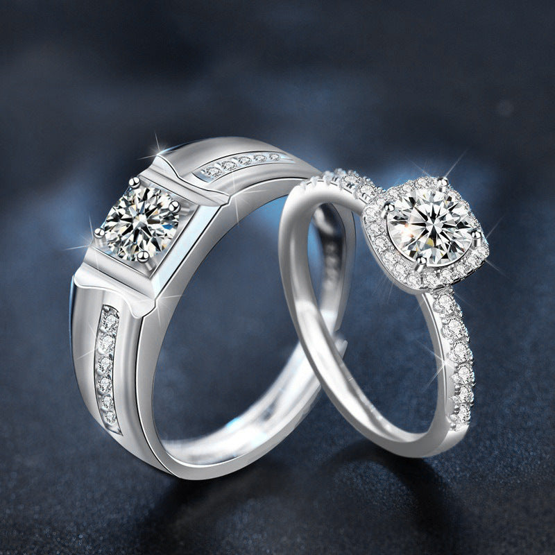 "His & Hers Moissanite Wedding Bands - Platinum Plated 925 Silver (Destined Love Collection)
