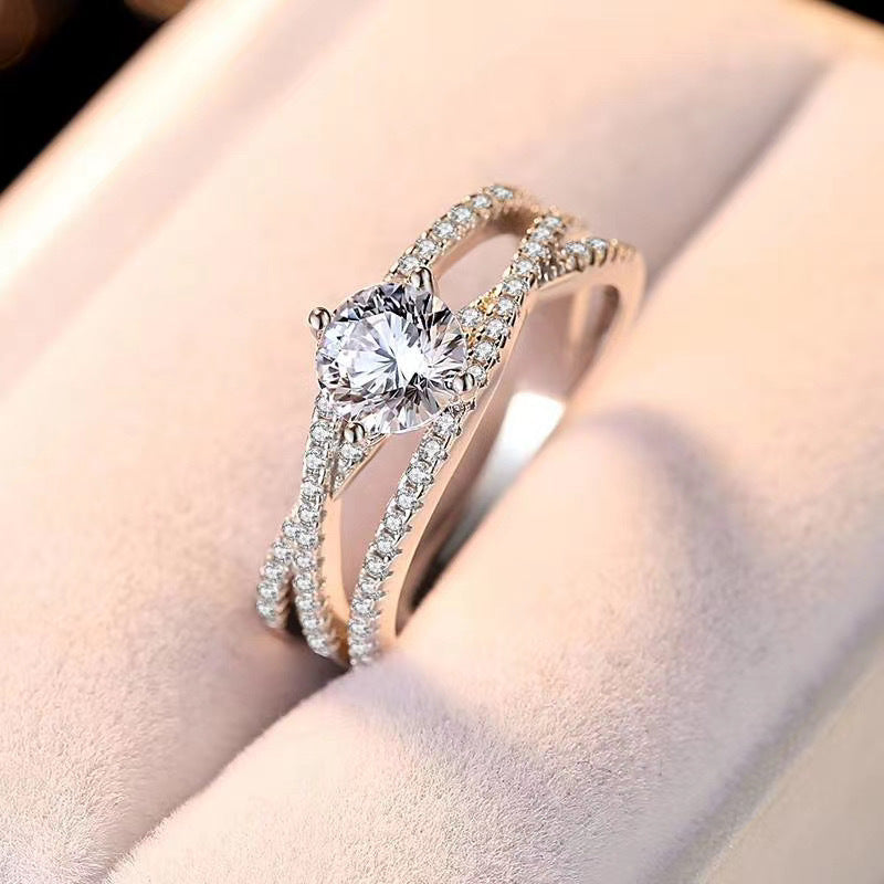 Three Lifetimes Love: 1ct D Color Moissanite Rhodium Ring - Mismatched Stackable Design |engagement rings for women
