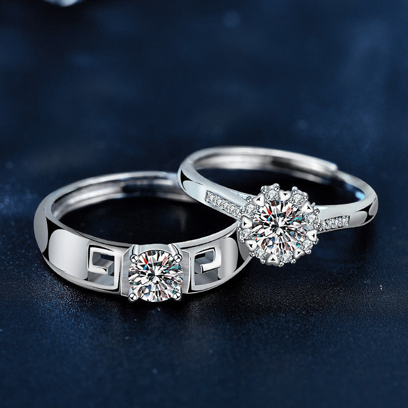 Timeless Love Series Couple Rings – Moissanite in 925 Sterling Silver with Platinum Plating