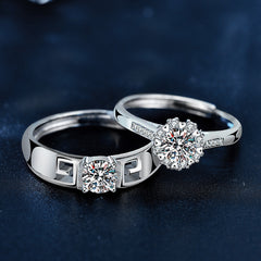 Timeless Love Series Couple Rings – Moissanite in 925 Sterling Silver with Platinum Plating