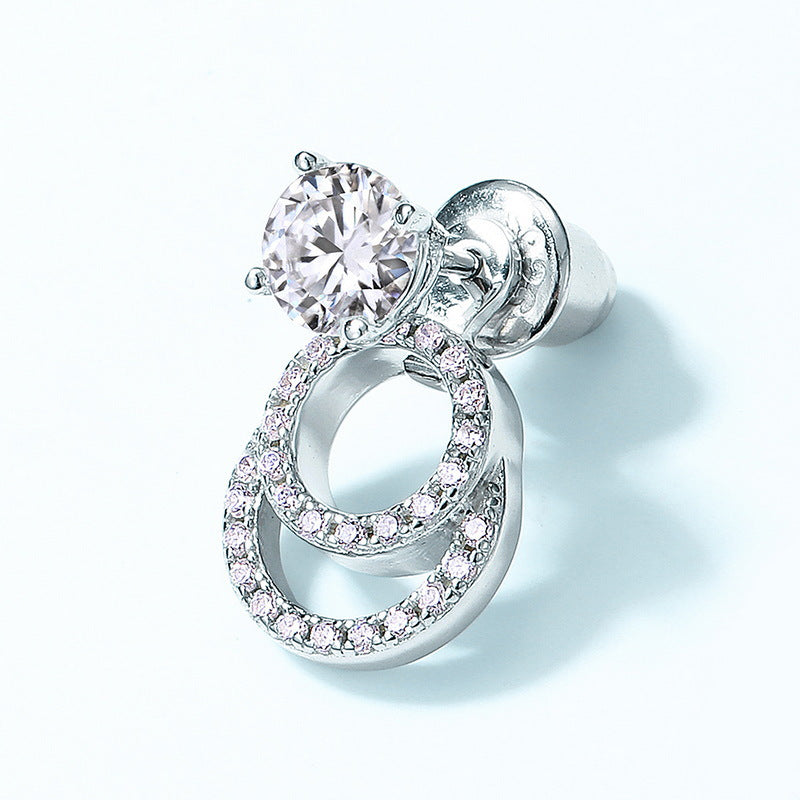 1ct Moissanite Double Hoop Earrings - 925 Silver Face-Framing Jewelry for Women