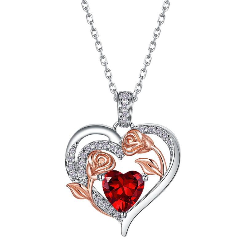 Personalized Birthstone Heart Pendant – Rose-Cut Lab-Grown Gem in 925 Silver, Ideal Gift for Her