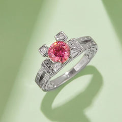 Parisian Style 1ct Moissanite Ring - D Color 925 Silver Plated with Rhodium