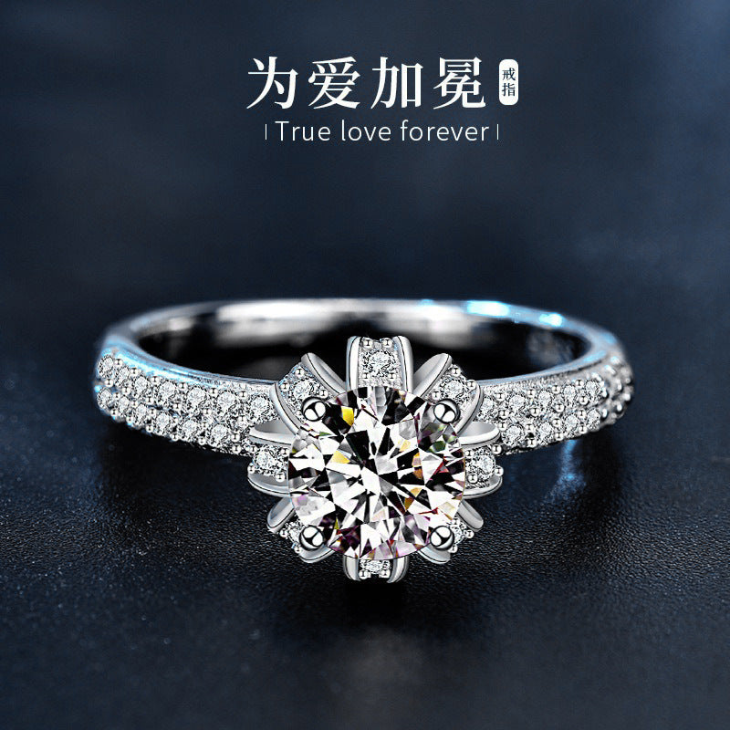 Crown for Love Moissanite Ring - Platinum Plated 925 Silver engagement rings for women