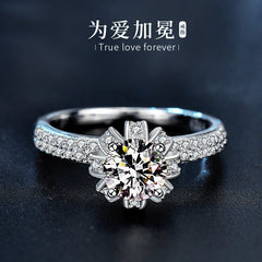Crown for Love Moissanite Ring - Platinum Plated 925 Silver engagement rings for women