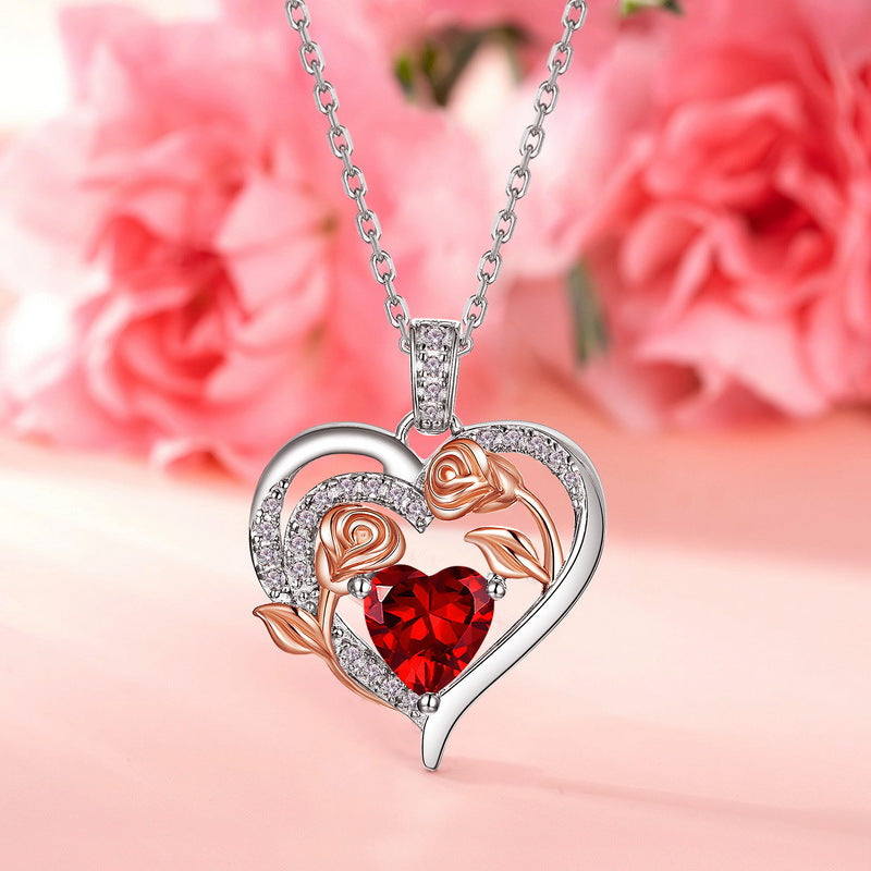 Personalized Birthstone Heart Pendant – Rose-Cut Lab-Grown Gem in 925 Silver, Ideal Gift for Her