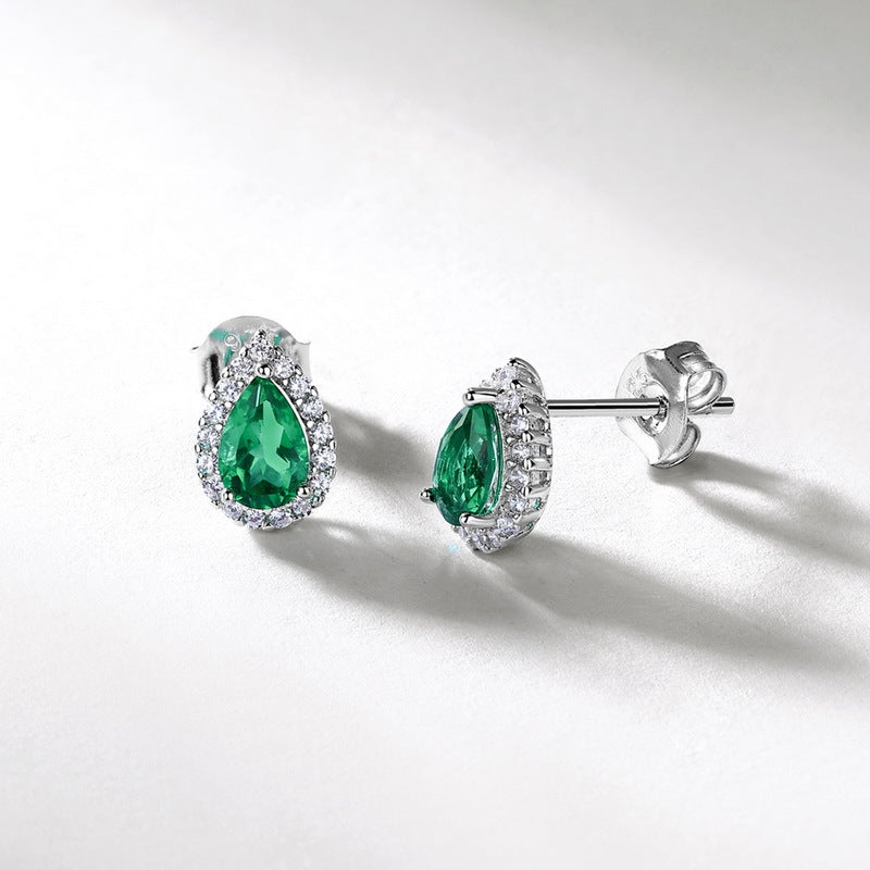 Minimalist Luxury Teardrop Earrings for Women – S925 Silver with Lab-Created Colored Gemstones