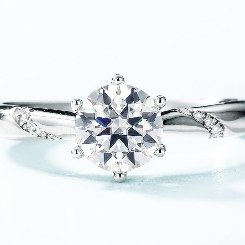 engagement rings for women | 1ct Moissanite Engagement Ring – Twisted Band in Platinum Plated 925 Silver | vintage inspired moissanite engagement rings