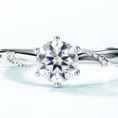 engagement rings for women | 1ct Moissanite Engagement Ring – Twisted Band in Platinum Plated 925 Silver | vintage inspired moissanite engagement rings