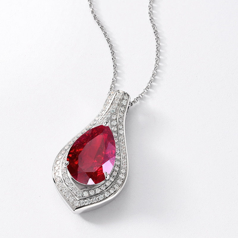Vintage-Inspired Lab-Created Ruby Pendant - 925 Silver Heirloom-Quality Necklace