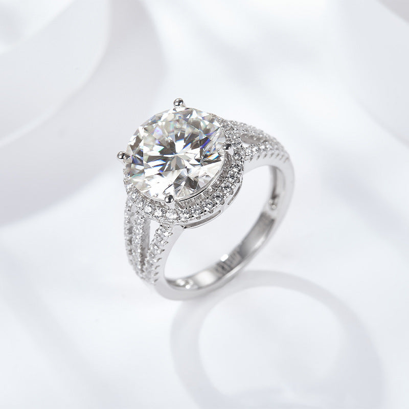 Felistly Jewelry: 5CT Premium Forever One Moissanite Solitaire Ring - Platinum Over Sterling Silver Bridal Jewelry