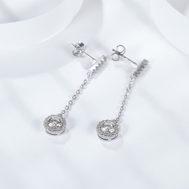 1 Carat Moissanite Drop Earrings – 925 Silver Princess Stud for Women (Minimalist Elegance)
