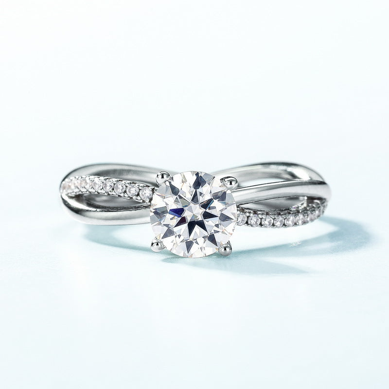 engagement rings for women | 1ct Moissanite Twist Band Ring - Platinum Plated 925 Silver Women's Jewelry | vintage inspired moissanite engagement rings
