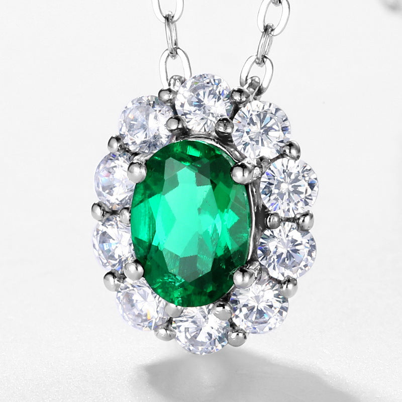 Delicate Pear-Cut Lab Gem Pendant Necklace – 925 Silver Collarbone Chain for Women
