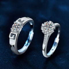 Timeless Love Series Couple Rings – Moissanite in 925 Sterling Silver with Platinum Plating
