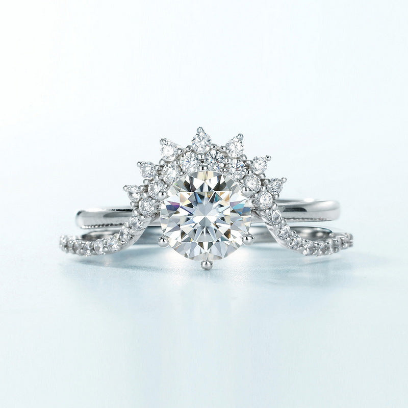 engagement rings for women | 1ct Stackable Moissanite Ring - Platinum Plated 925 Silver for Layered Elegance