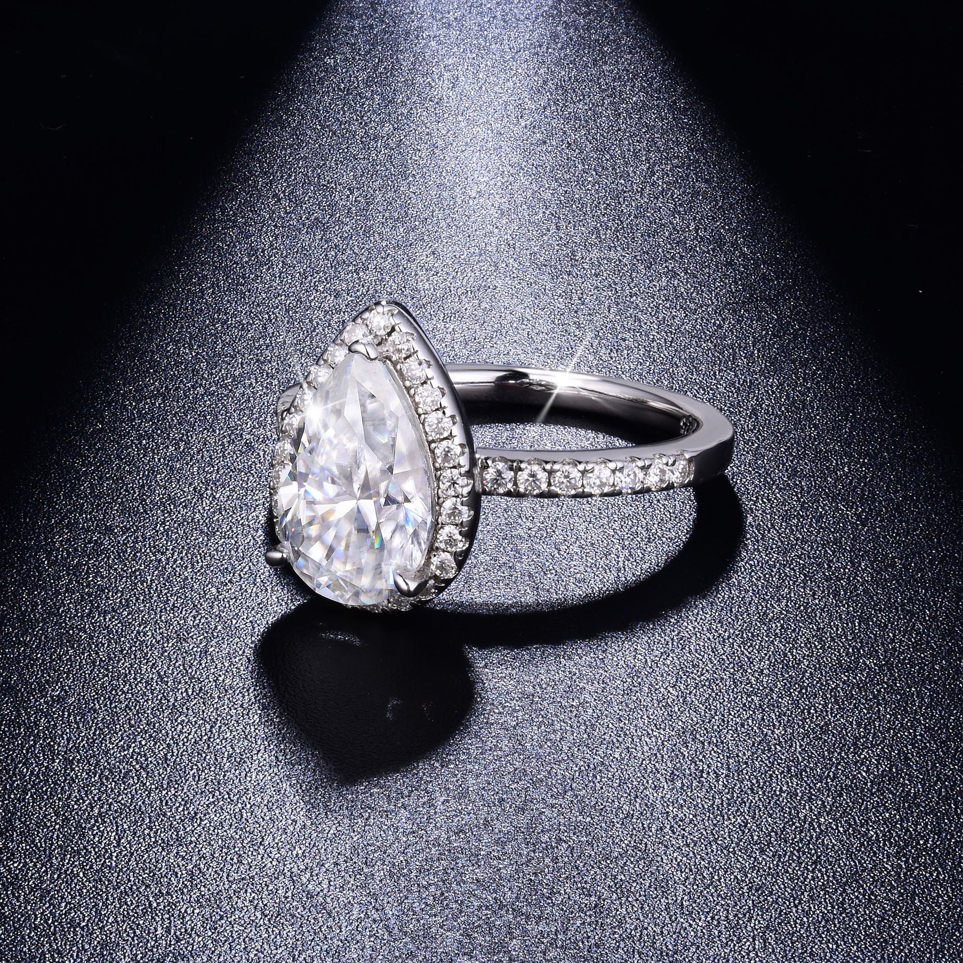 Felistly Jewelry: 3ct Pear Moissanite Solitaire Ring | 18K Gold Plated Sterling Silver | Diamond-like Jewelry