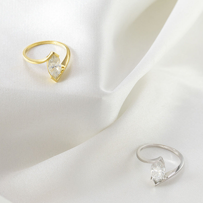 Felistly Jewelry: engagement rings for women| Dainty 5x10mm Marquise Moissanite Ring | 18K Yellow Gold Plated Sterling Silver | Minimalist Everyday Jewelry
