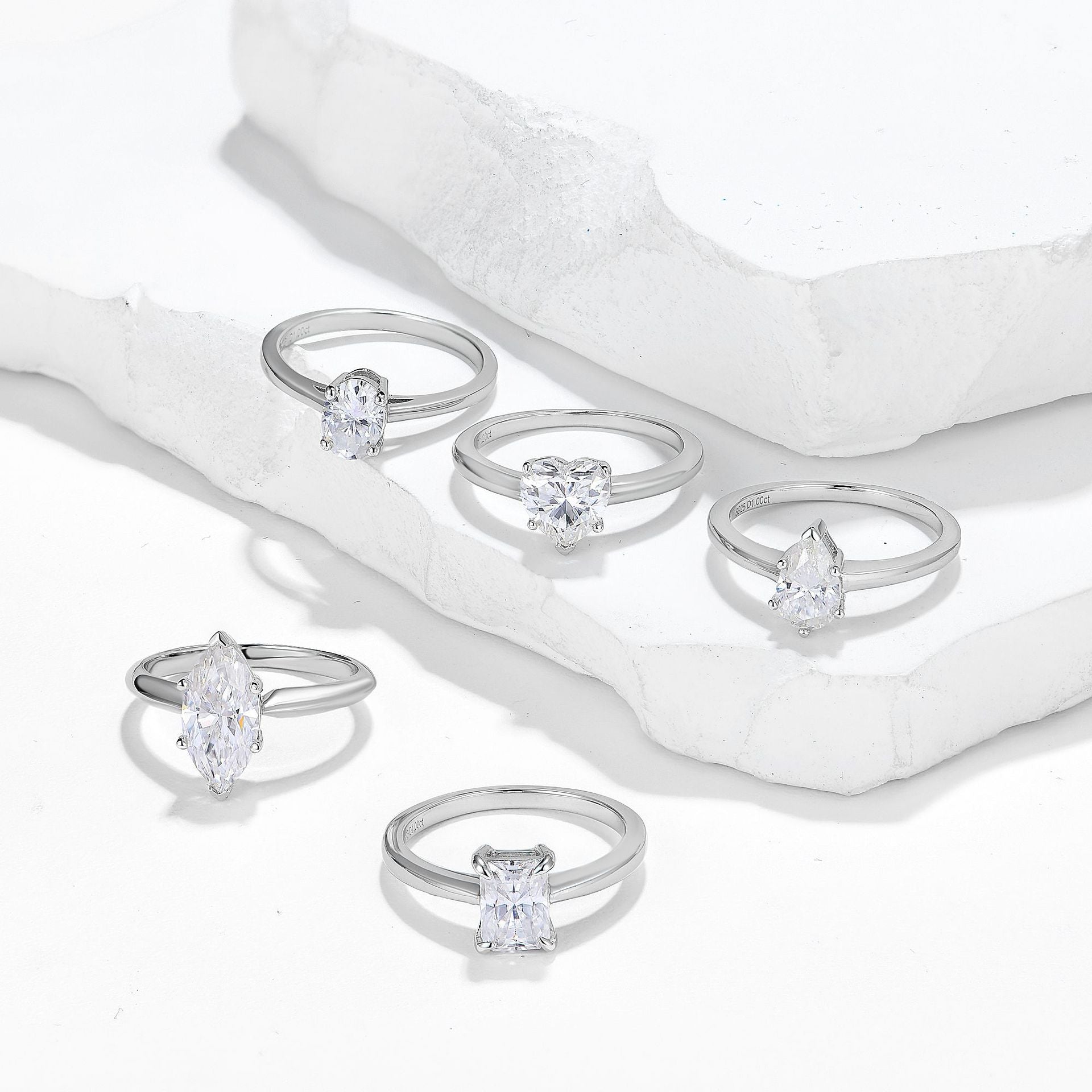 Felistly Jewelry: Classic & Elegant 1ct Moissanite Engagement Ring for Women - Oval, Heart, Radiant & Marquise Cut (Dainty Solitaire Design)