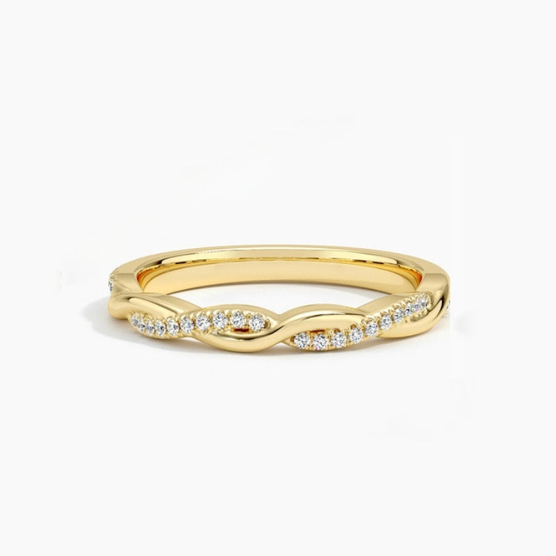 Felistly Jewelry:French Holiday Collection - Stackable S925 Gold Plated Moissanite Rings (Dainty Unisex Set)