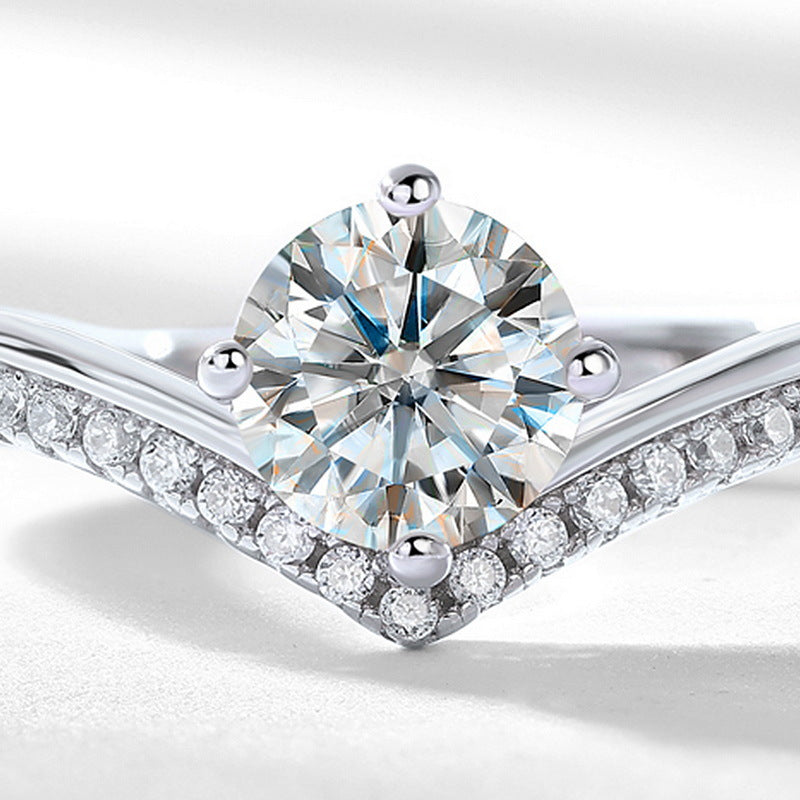 engagement rings for women | Royal 1ct Moissanite Crown Ring - Platinum Plated 925 Silver Statement Piece | moissanite vintage rings