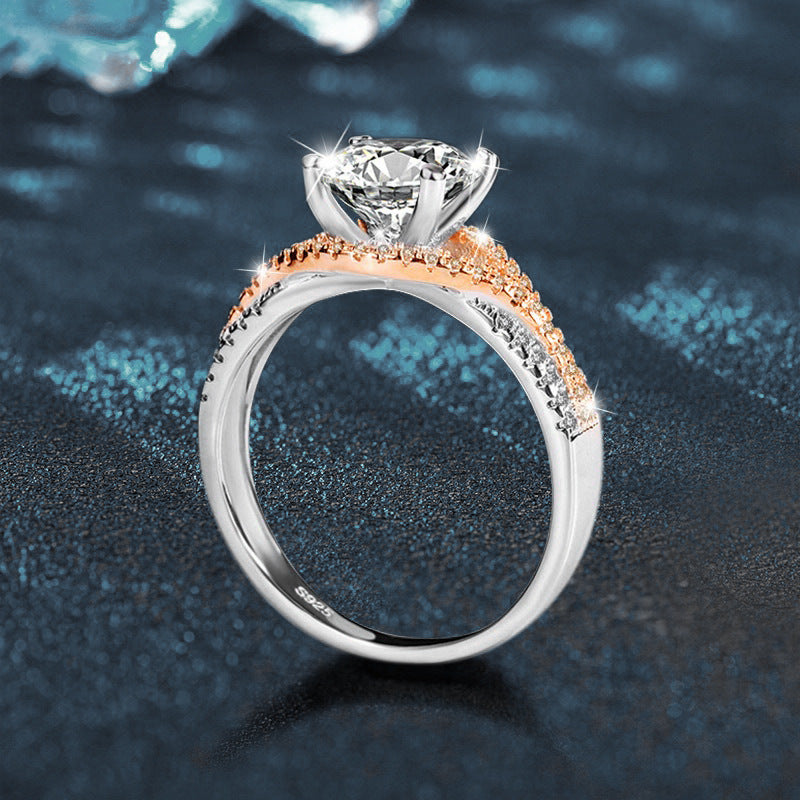 2ct True Love Intertwined Series Moissanite Ring – 925 Sterling Silver Platinum-Plated-engagement rings for women