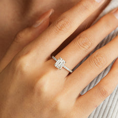 Felistly Jewelry: S925 Sterling Silver moissanite  Rectangular Ring with 3ct Emerald-Cut Gemstone for Women