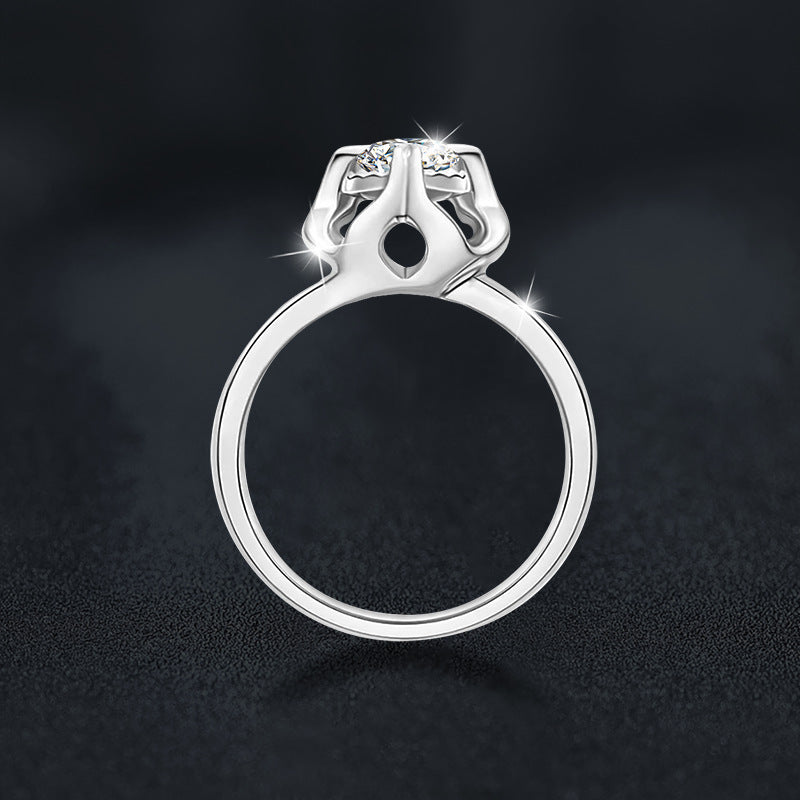 Luxury Rectangular Moissanite Ring – Snow Kiss Collection (Platinum-Plated 925 Silver)