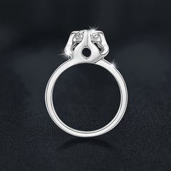 Luxury Rectangular Moissanite Ring – Snow Kiss Collection (Platinum-Plated 925 Silver)