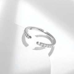 Versatile Stackable Open Ring - S925 Silver Plated 18K Gold with Moissanite Row Ring for Women