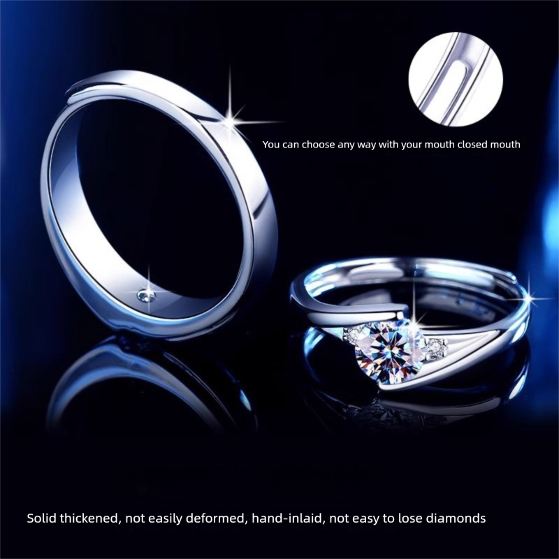 His & Hers Moissanite Rings - Eternal Vows Matching Set in Rhodium-Plated Sterling Silver