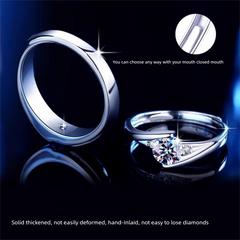 His & Hers Moissanite Rings - Eternal Vows Matching Set in Rhodium-Plated Sterling Silver