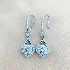 S925 Sterling Silver Moissanite Drop Earrings (1ct/2ct) – High-End Cubic Zirconia Fashion Dangle Earrings