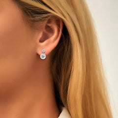 Full Pavé Moissanite Stud Earrings in S925 Sterling Silver – Classic Round Halo Setting (Perfect Gift for Her)