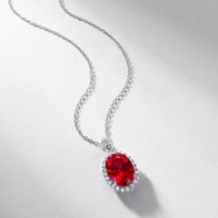Red Carpet Ready: 10x14mm Lab-Grown Ruby Pendant in 925 Silver – Gala Jewelry Essential