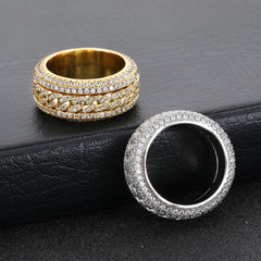 Hip-Hop Cuban Link Ring with Rotatable Zircon – Streetwear Fashion Statement