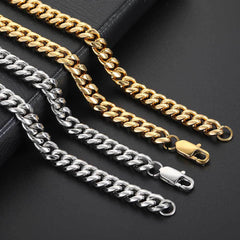 Felistly Jewelry Hip Hop Titanium Steel Cuban Link Chain for Men – 18K Gold Plated Secure Lobster Clasp Anti-Tarnish Trendy Necklace
