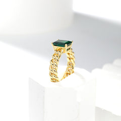 Felistly Jewelry: 3 carat moissanite emerald cut ring | 18K Gold Plated Sterling Silver | Ethical Contemporary Jewelry|engagement rings for women