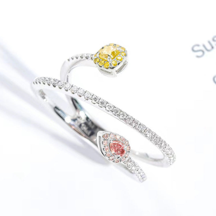 Felistly Jewelry: 2025 New Pink Diamond Snake Wrap High-Carbon Diamond Ring – Fashion Minimalist Ring for Women