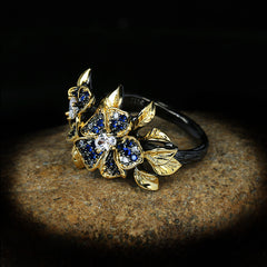 Felistly Jewelry: Luxury Elegant Women's Floral Colorful Zircon Statement Ring for Party Jewelry Accessories