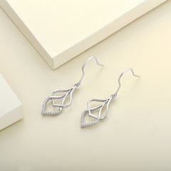 S925 Sterling Silver Hollow Geometric Diamond Earrings – Dangle & Ear Cuff Jewelry for Women