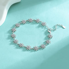 Felistly Jewelry: Sparkling Cross Flower Bracelet - 925 Silver Moissanite Dainty Jewelry for Women