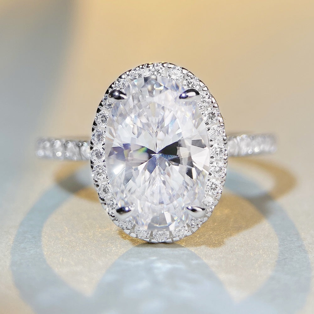 Felistly Jewelry: Wholesale S925 Sterling Silver High Carbon Diamond Ring for Women – Solitaire & Full Diamond "Pigeon Egg" Trendy Style