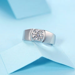 Felistly Jewelry: Men gents ring 3ct Moissanite Men's Ring S925 Sterling Silver Minimalist Fashion Wedding Band, Gift for Boyfriend/Husband/Father's Day