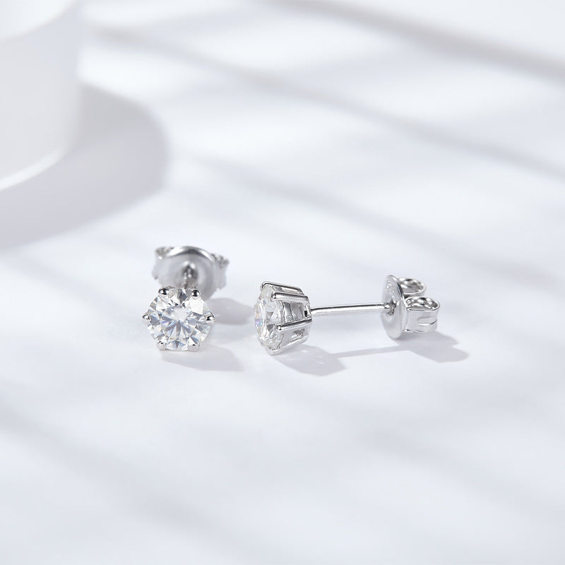 1 Carat Moissanite Drop Earrings – 925 Silver Princess Stud for Women (Minimalist Elegance)（副本）