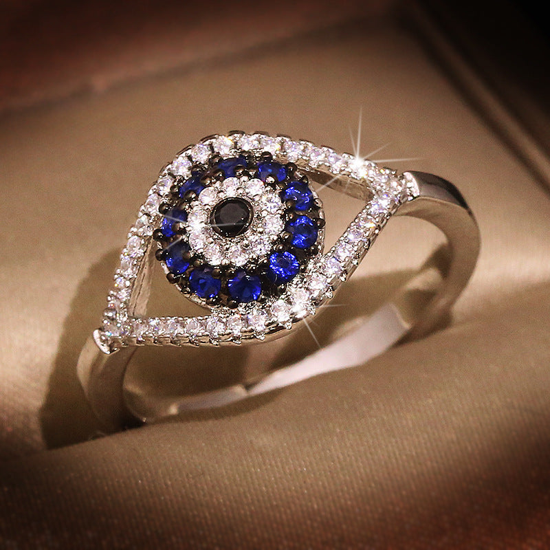 Felistly Jewelry: Evil Eye Protection Ring in Sterling Silver 925 - Diamond Accent Adjustable Boho Chic Jewelry, Spiritual Gift for Women, Girlfriend & Best Friend