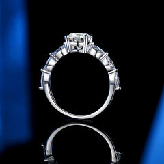 Luxury 3ct Rectangular Moissanite Ring – Platinum-Plated 925 Silver 'Starry Sky' Collection