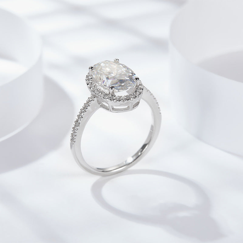 Felistly Jewelry: engagement rings for women| 2025 New Oval 5ct Full Moissanite Ring in Sterling Silver 18K Gold Plated - elongated cushion cut with wedding band